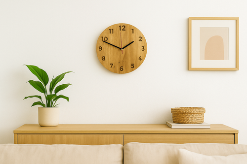 Holz Wanduhr aus Eiche - 28 cm - mit Zahlen